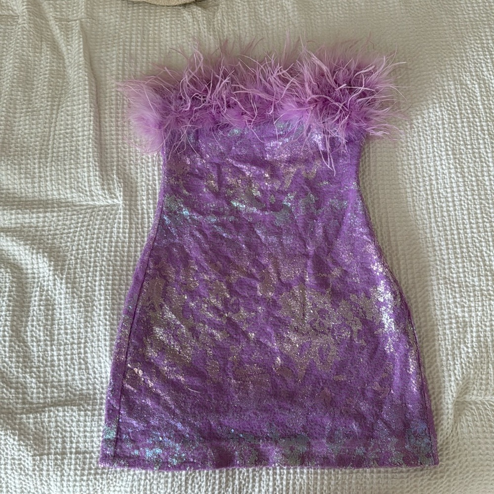 WHITE FOX XS MINI DRESS - PURPLE IRIDESCENT SEQUINS